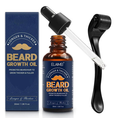 Bartwuchs Öl & 0.25Mm Mikronadel Roller, 30Ml Bartwuchs-Set, Bartwuchs Kit Mit Bartroller, Verdicken Und Stärken Für Haarwuchs Und Bärten, Entwickelt Für Das Bartwachstum Von Männern